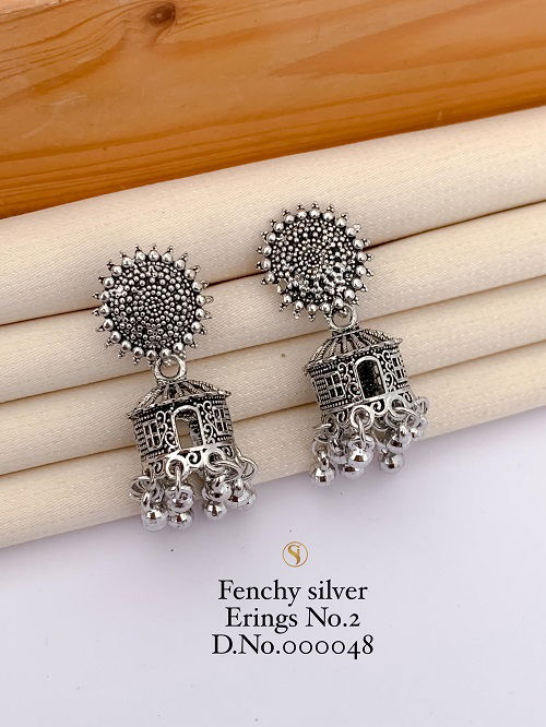 Designer Fancy Navaratri Special Silver Earrings 4 Wholesale Online
